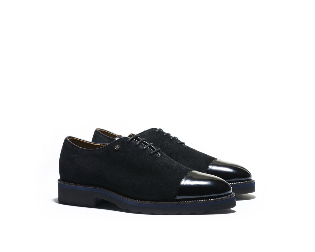 B1611009 - Cap Toe Oxford men shoe (Vesuvio + gardenia) - Black