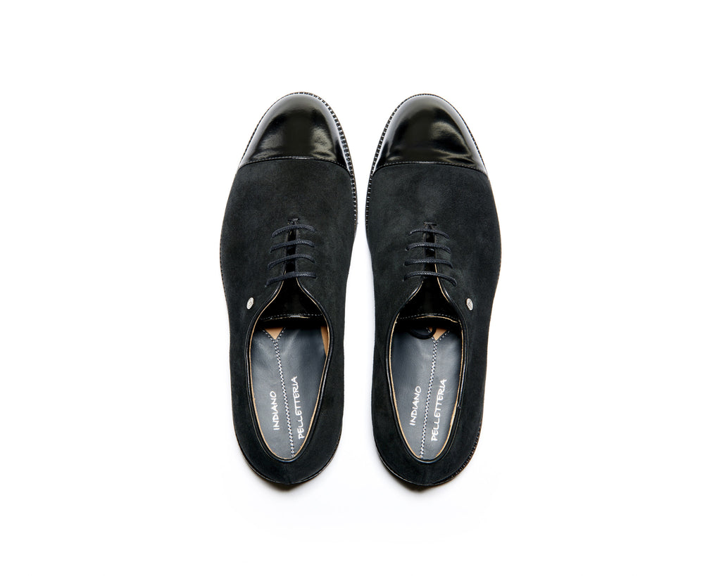 B1611009 - Cap Toe Oxford men shoe (Vesuvio + gardenia) - Black