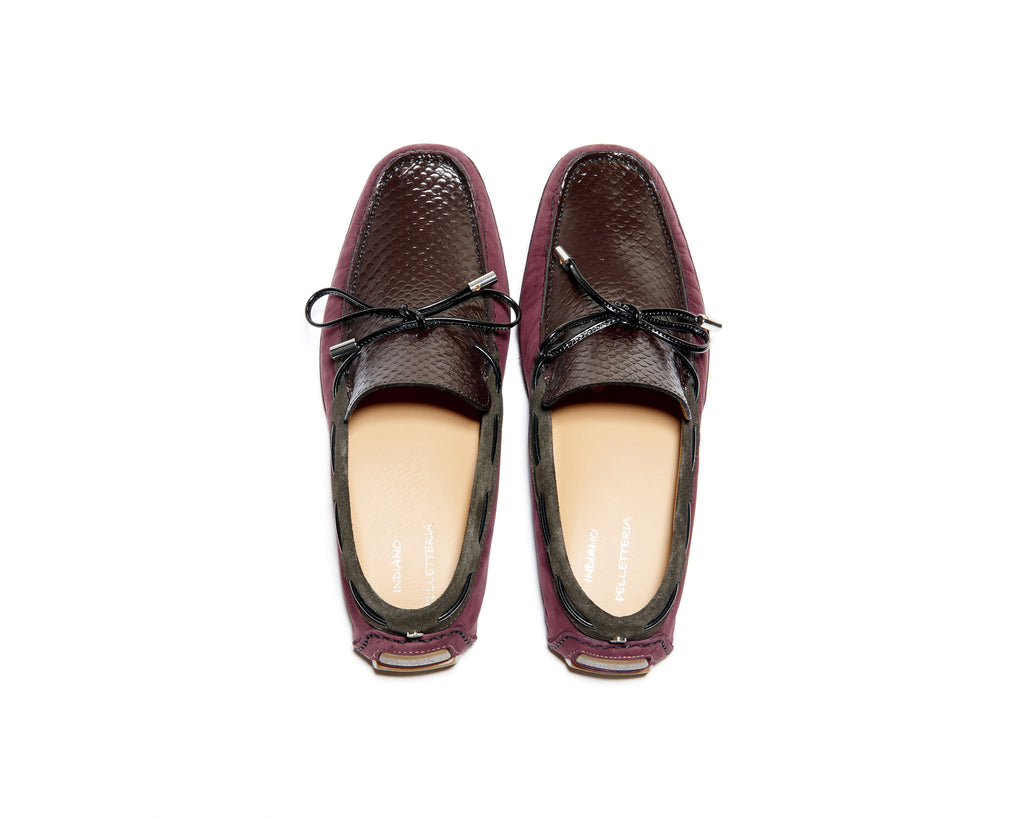 B1611017 - Moccasin men shoe (embossed) - Tobacco