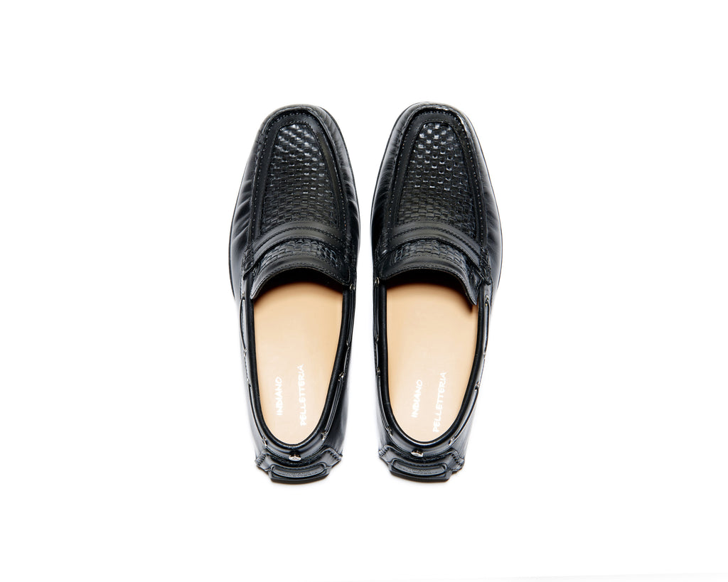 B1611001 - Moccassin men shoe (Woven) - Black