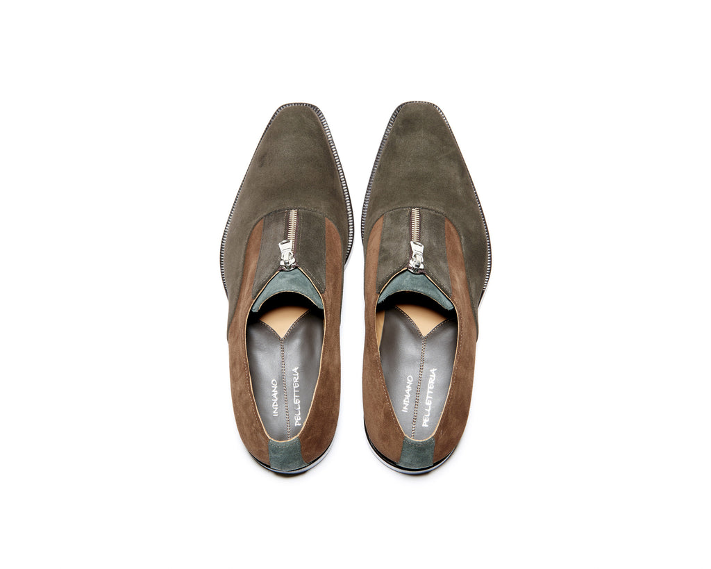 B1611002 - Oxford with zip men Shoe (Vesuvio) - Ebony