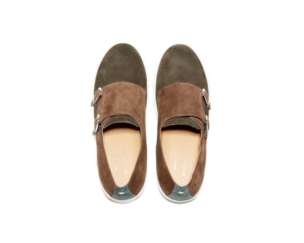 B1611006 - Double monk sneaker men shoe (Vesuvio) - Chocolate