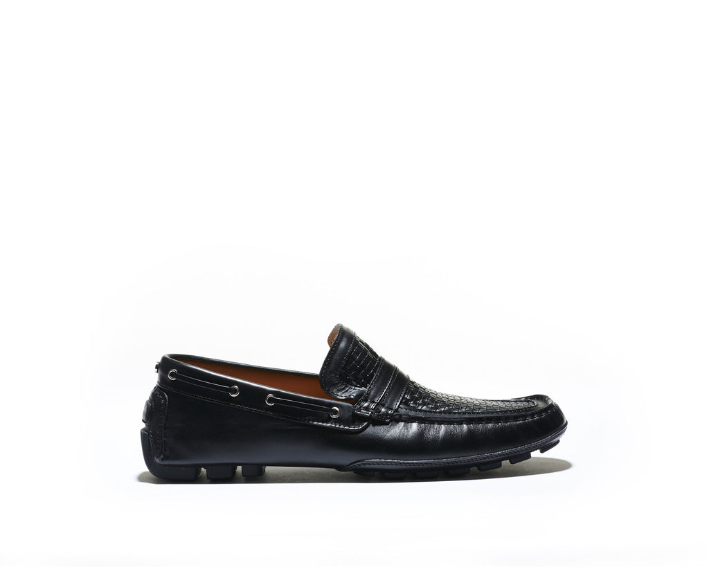 B1611001 - Moccassin men shoe (Woven) - Black