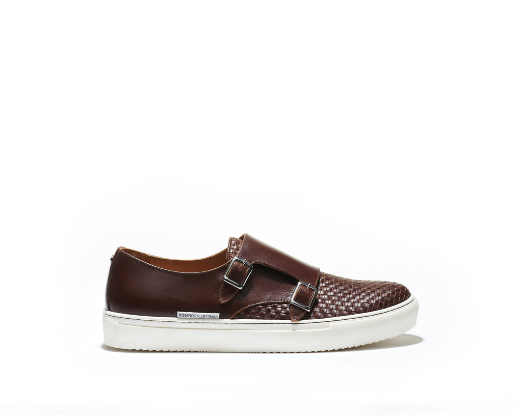 B1611006 - Double monk sneaker men shoe (Woven) - Dark Brown