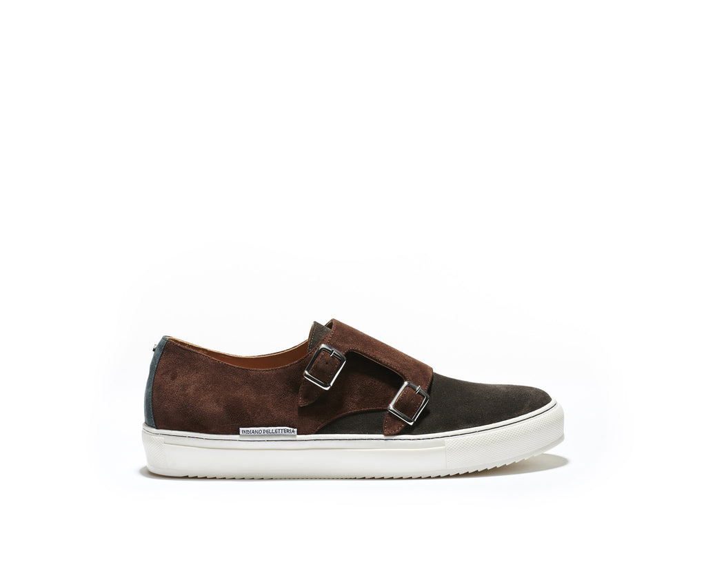 B1611006 - Double monk sneaker men shoe (Vesuvio) - Chocolate