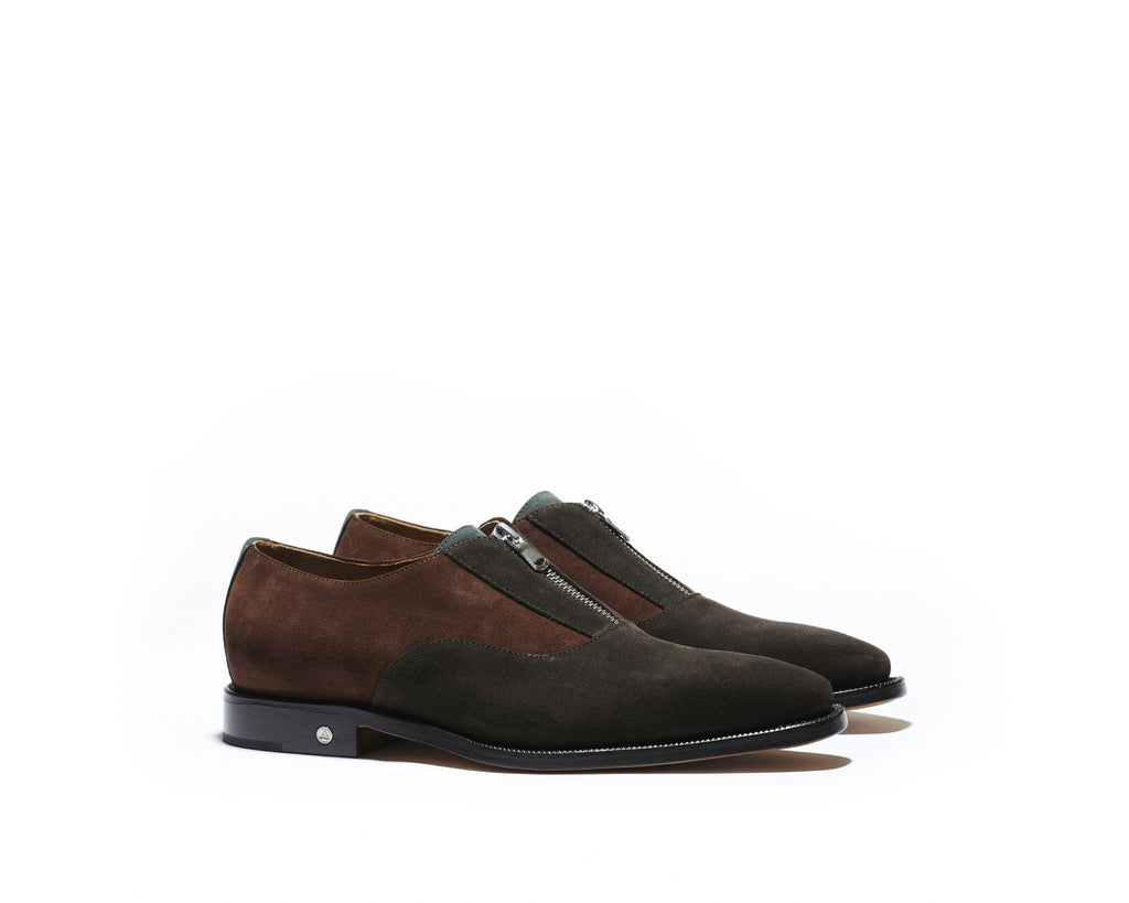 B1611002 - Oxford with zip men Shoe (Vesuvio) - Ebony