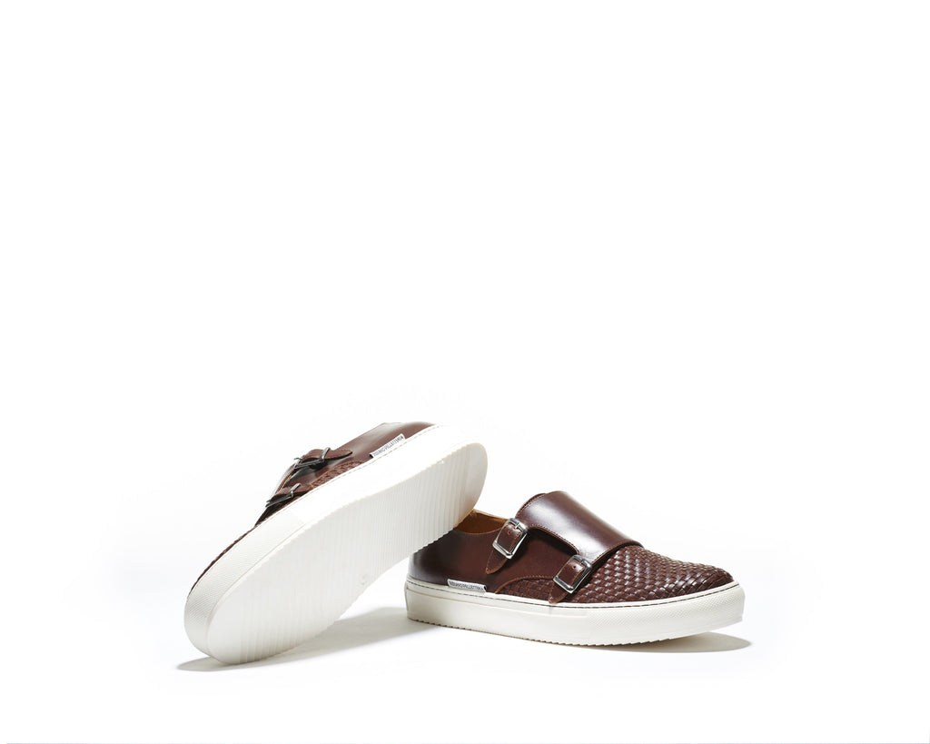 B1611006 - Double monk sneaker men shoe (Woven) - Dark Brown