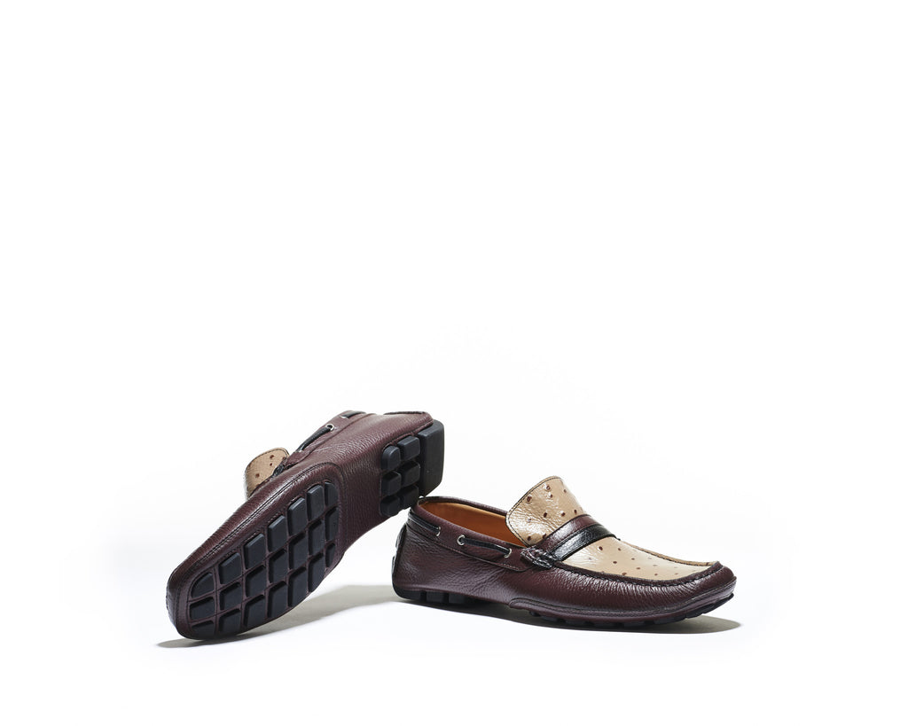 B1611001 - Moccassin men shoe (embossed) - Burgundy