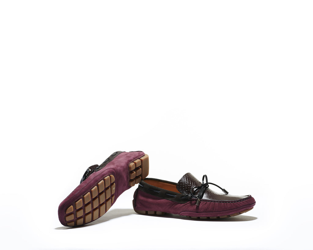 B1611017 - Moccasin men shoe (embossed) - Tobacco