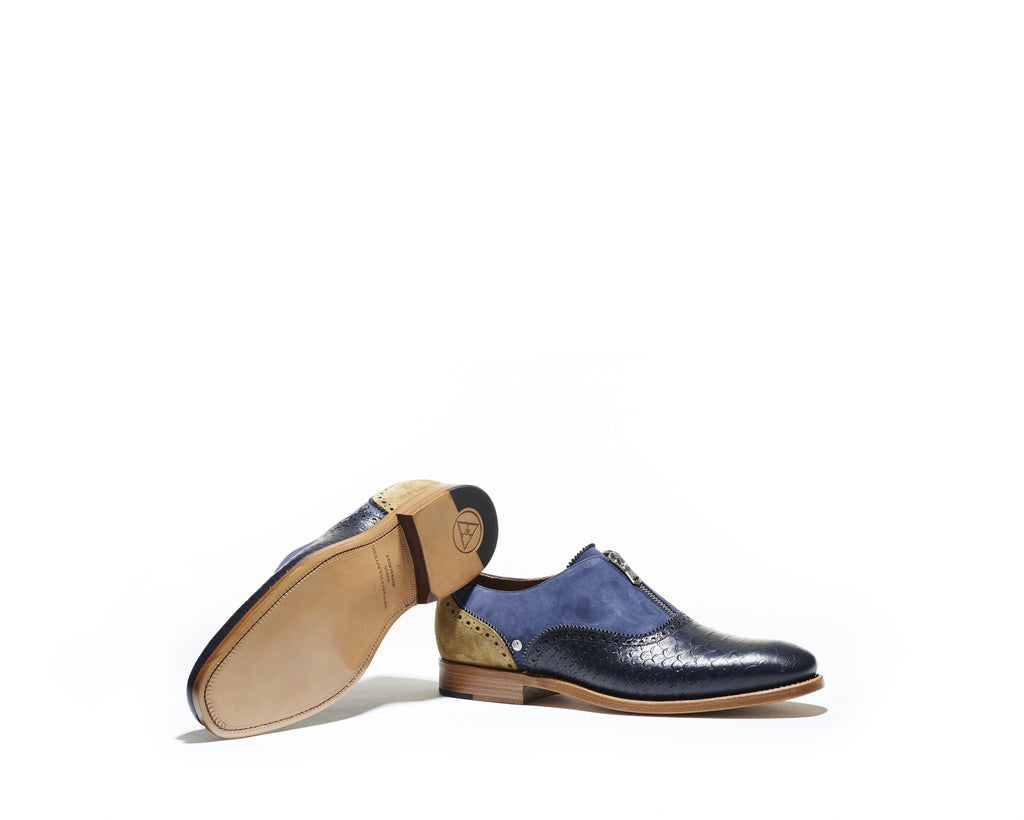 B1611013 - Oxford with Zip men shoe ( Embossed) - Shark