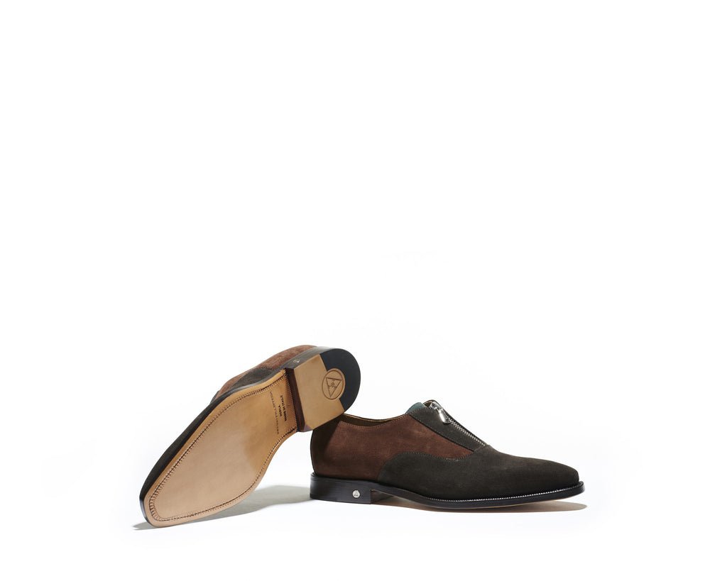 B1611002 - Oxford with zip men Shoe (Vesuvio) - Ebony