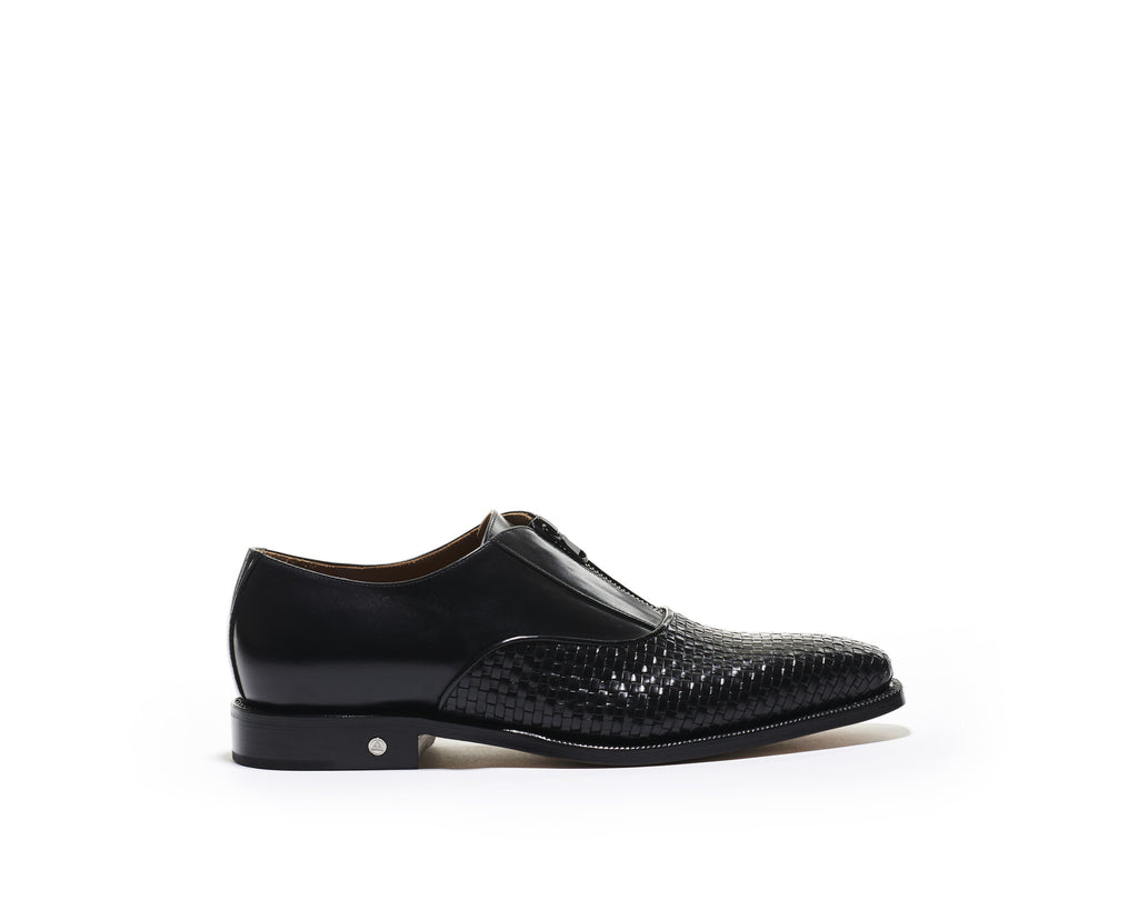 B1611002 - Oxford with zip men Shoe (Woven) - Black