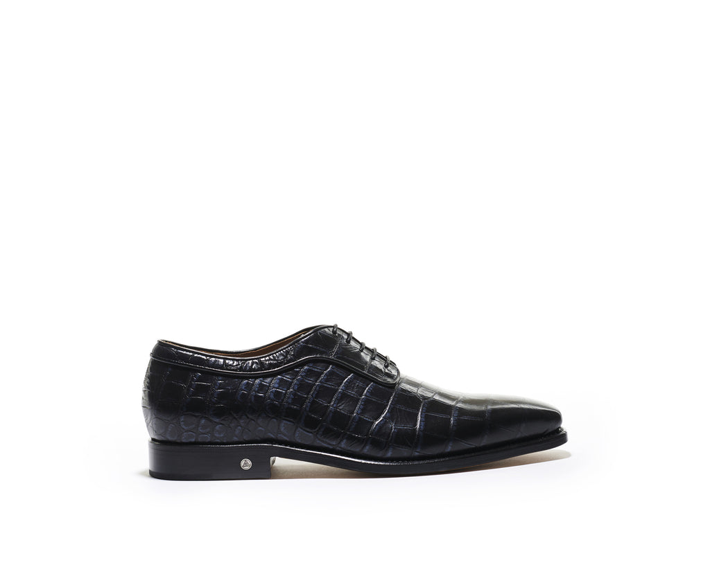 B1611008 - Plain toe derby men's shoe (embossed) - Black