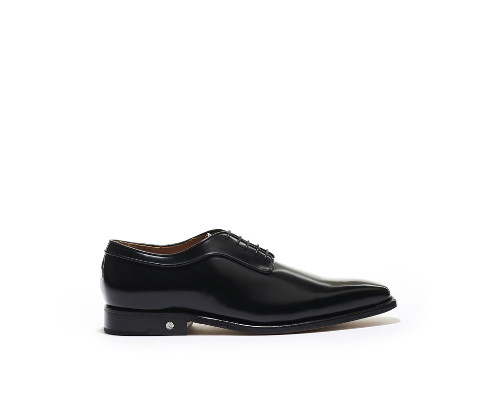 B1611008 - Plain toe derby men's shoe (city brush off) - Black