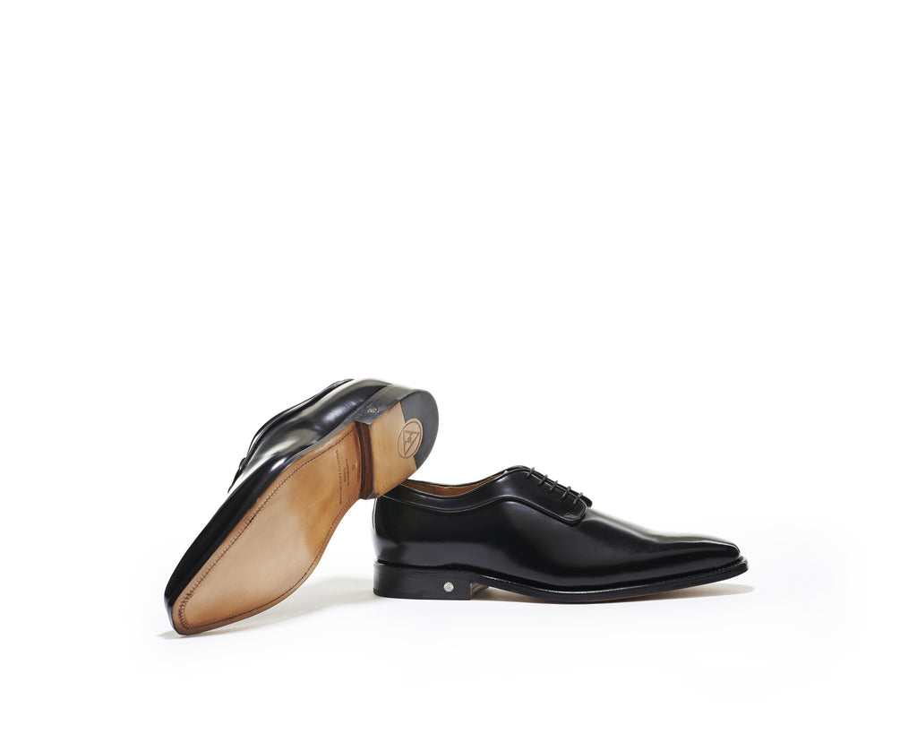 B1611008 - Plain toe derby men's shoe (city brush off) - Black