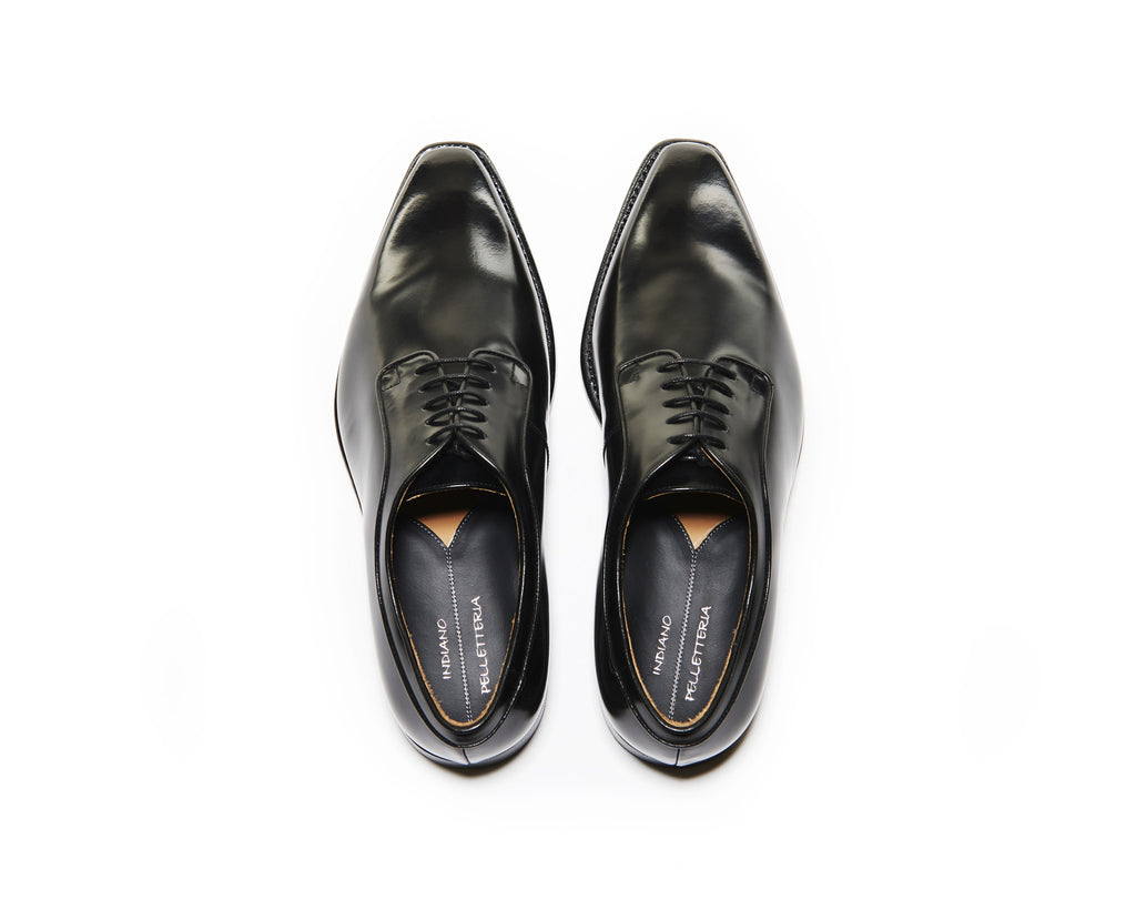 B1611008 - Plain toe derby men's shoe (city brush off) - Black