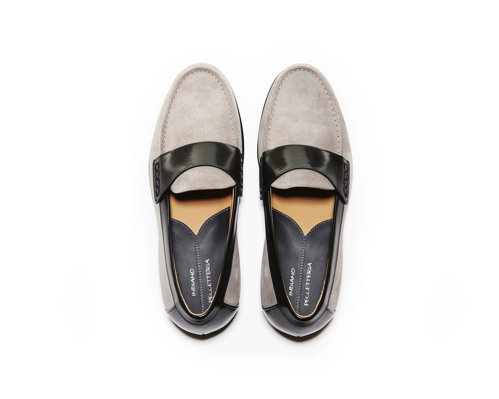 B1611012 - Penny Loafer Men shoe (vesuvio & Gardenia) - Taupe & Black