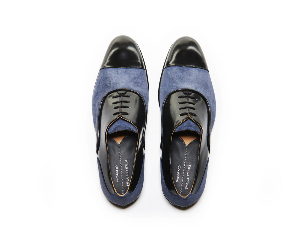 B1611011 - Cap toe oxford men shoe (Vesuvio & gardenia) - Flag & Black