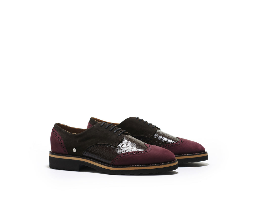 B1611018 - Longwing Brogue men shoe (embossed) - Tobacco