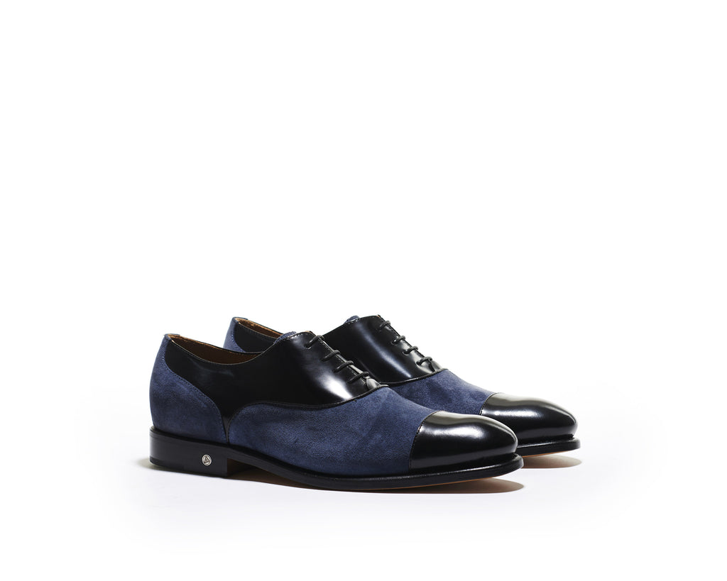 B1611011 - Cap toe oxford men shoe (Vesuvio & gardenia) - Flag & Black