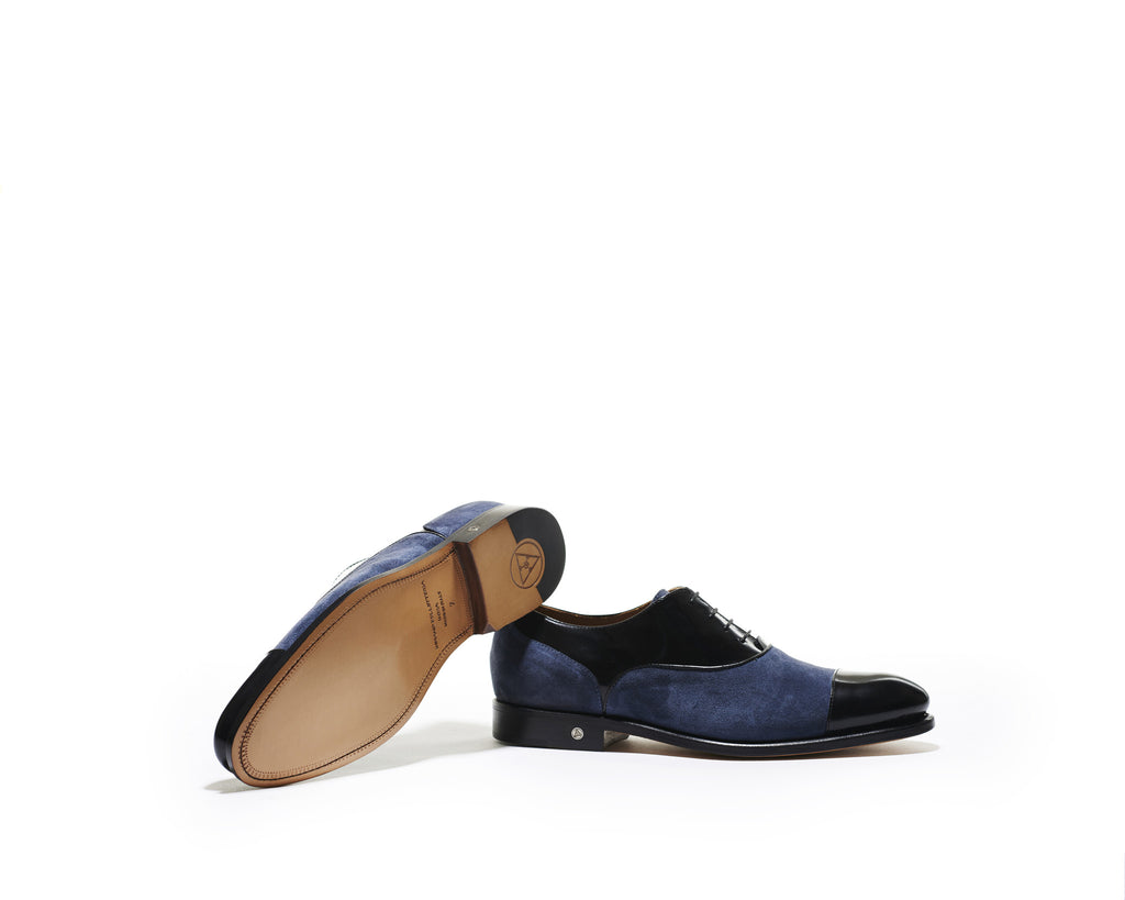 B1611011 - Cap toe oxford men shoe (Vesuvio & gardenia) - Flag & Black