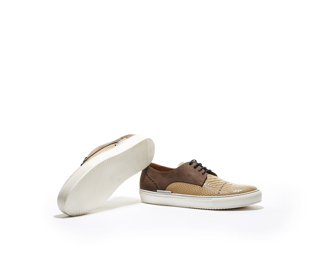 B1611020 - Lace up sneaker men shoe (Embossed) - Cappuccino