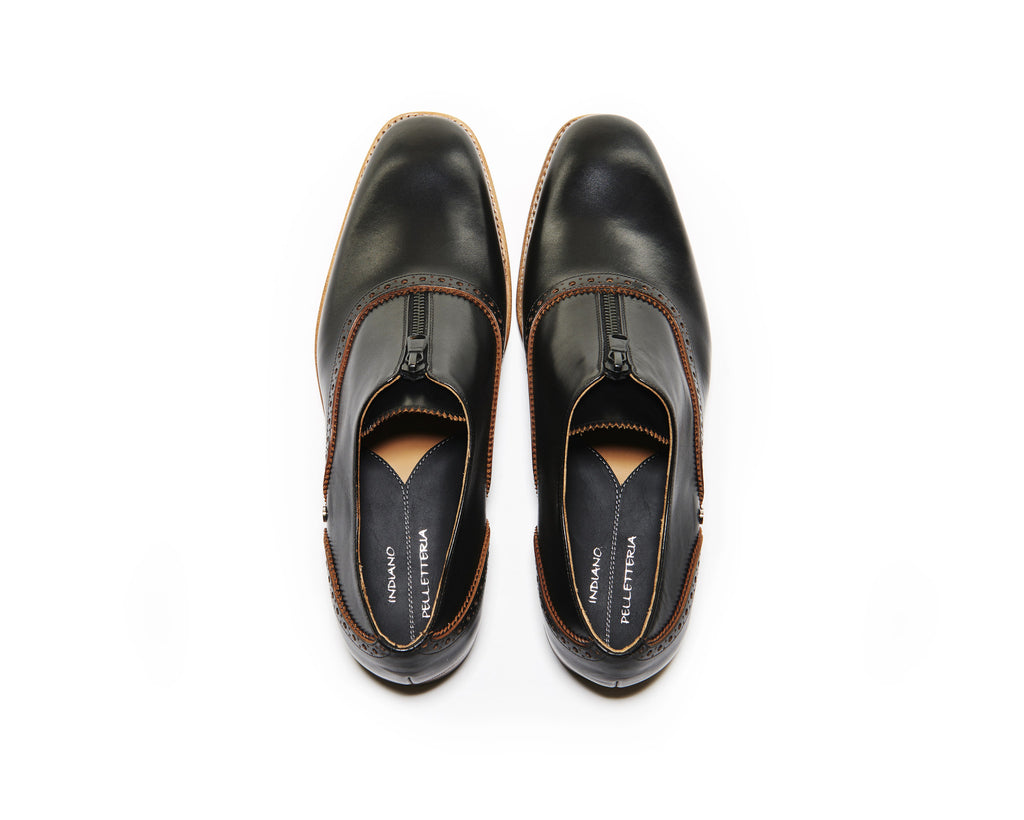 B1611013 - Oxford with Zip men shoe ( London) - Black