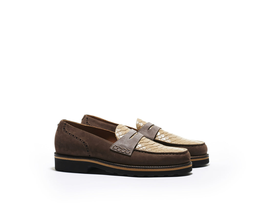 B1611015 - Penny Loafer men shoe (embossed) - Cappuccino