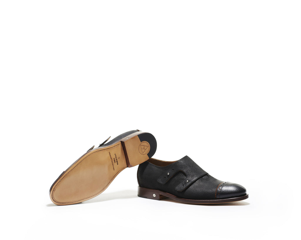 B1611019 - Double Monk men shoe (sporty nabuck) - Black