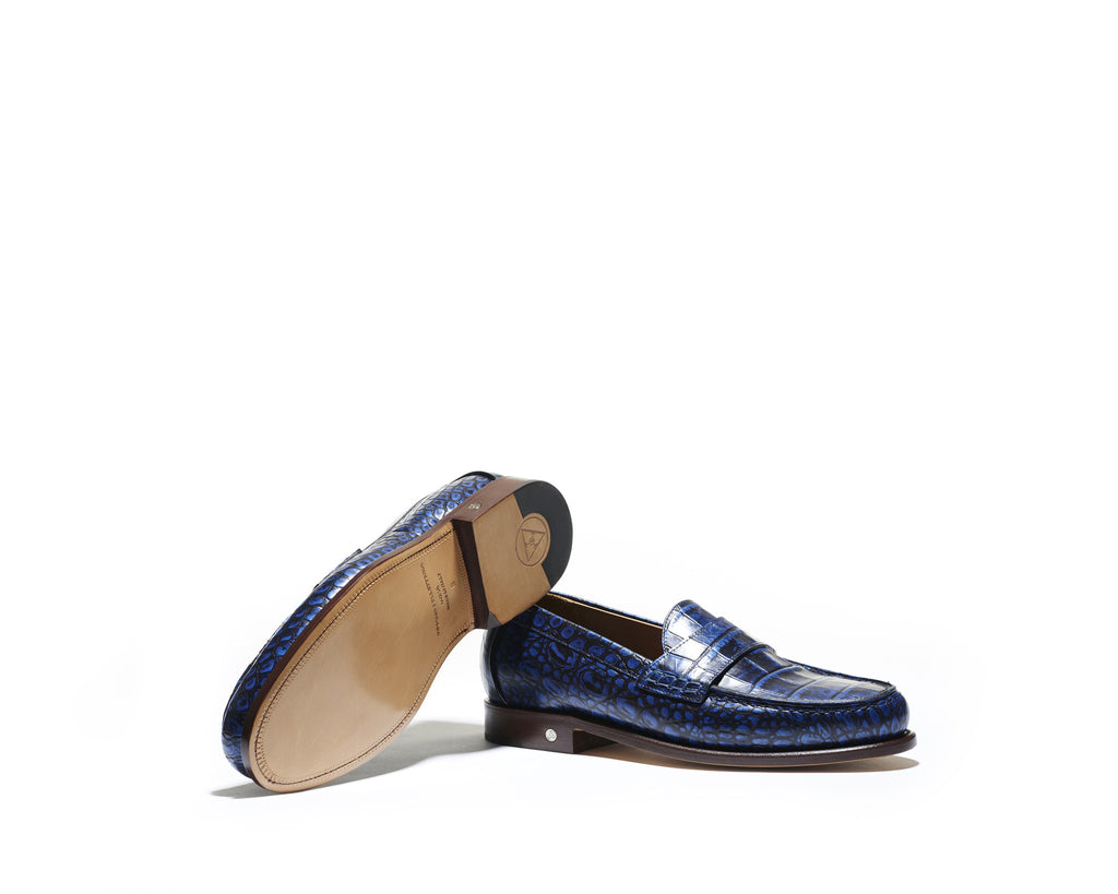 B1611012 - Penny Loafer Men shoe (embossed) - Denim