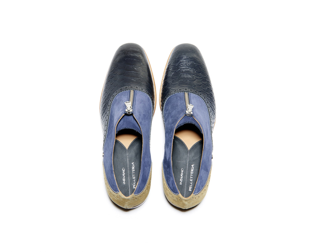 B1611013 - Oxford with Zip men shoe ( Embossed) - Shark