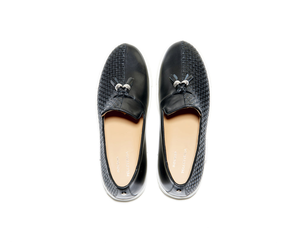 B1611004 - Slip on sneaker men shoe (Woven) - Black