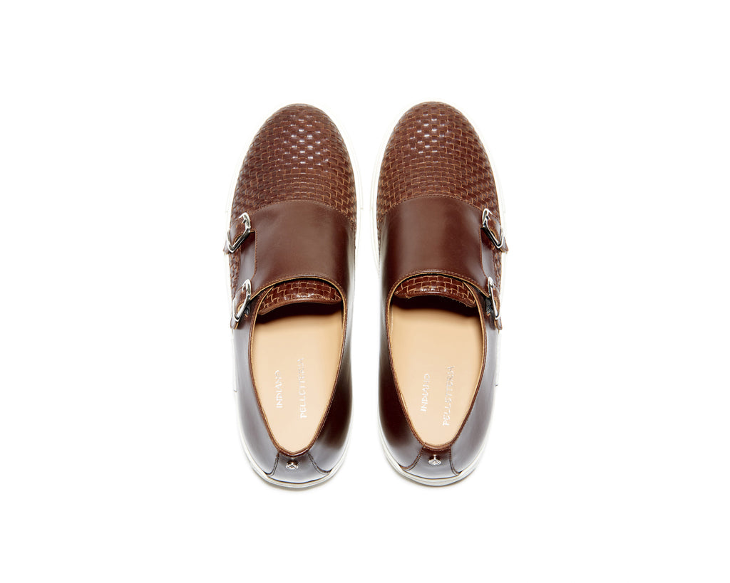 B1611006 - Double monk sneaker men shoe (Woven) - Dark Brown