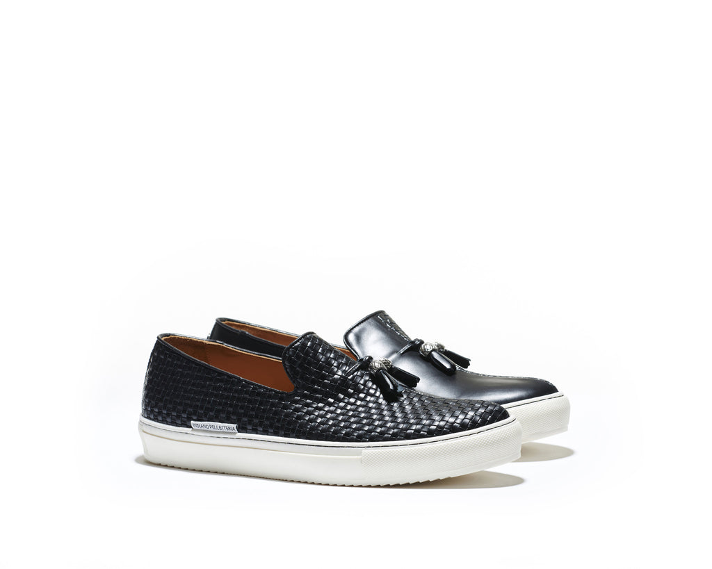 B1611004 - Slip on sneaker men shoe (Woven) - Black
