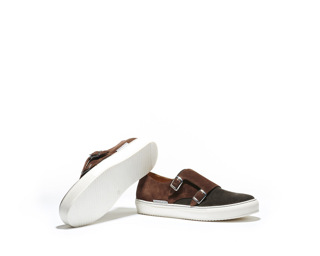 B1611006 - Double monk sneaker men shoe (Vesuvio) - Chocolate