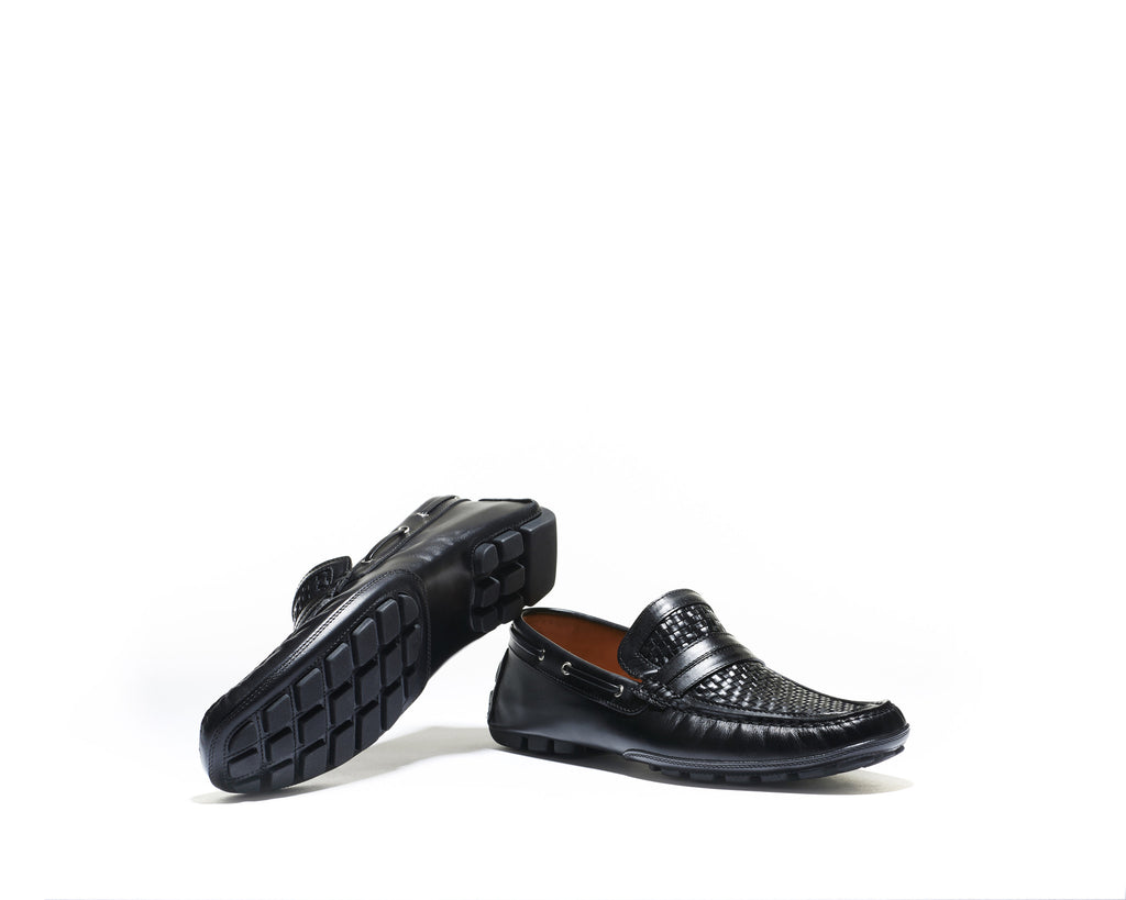 B1611001 - Moccassin men shoe (Woven) - Black