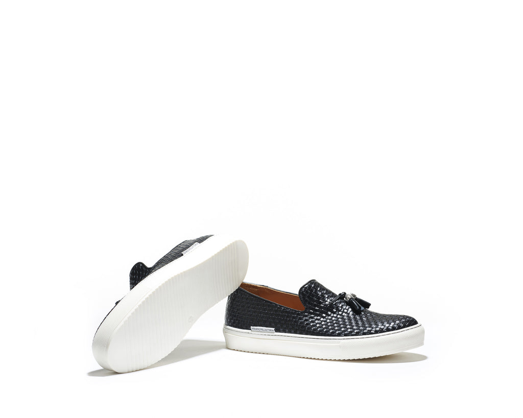 B1611004 - Slip on sneaker men shoe (Woven) - Black