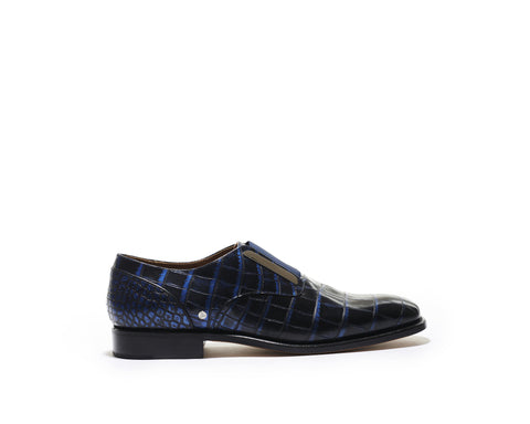 B1611002 - Oxford with zip men Shoe (Vesuvio) - Ebony