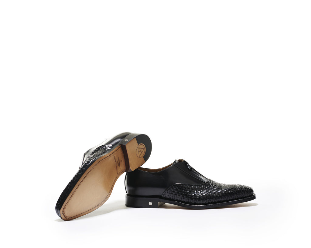 B1611002 - Oxford with zip men Shoe (Woven) - Black
