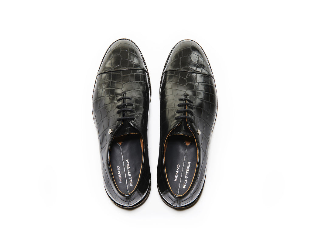 B1611009 - Cap Toe Oxford men shoe (embossed) - Black