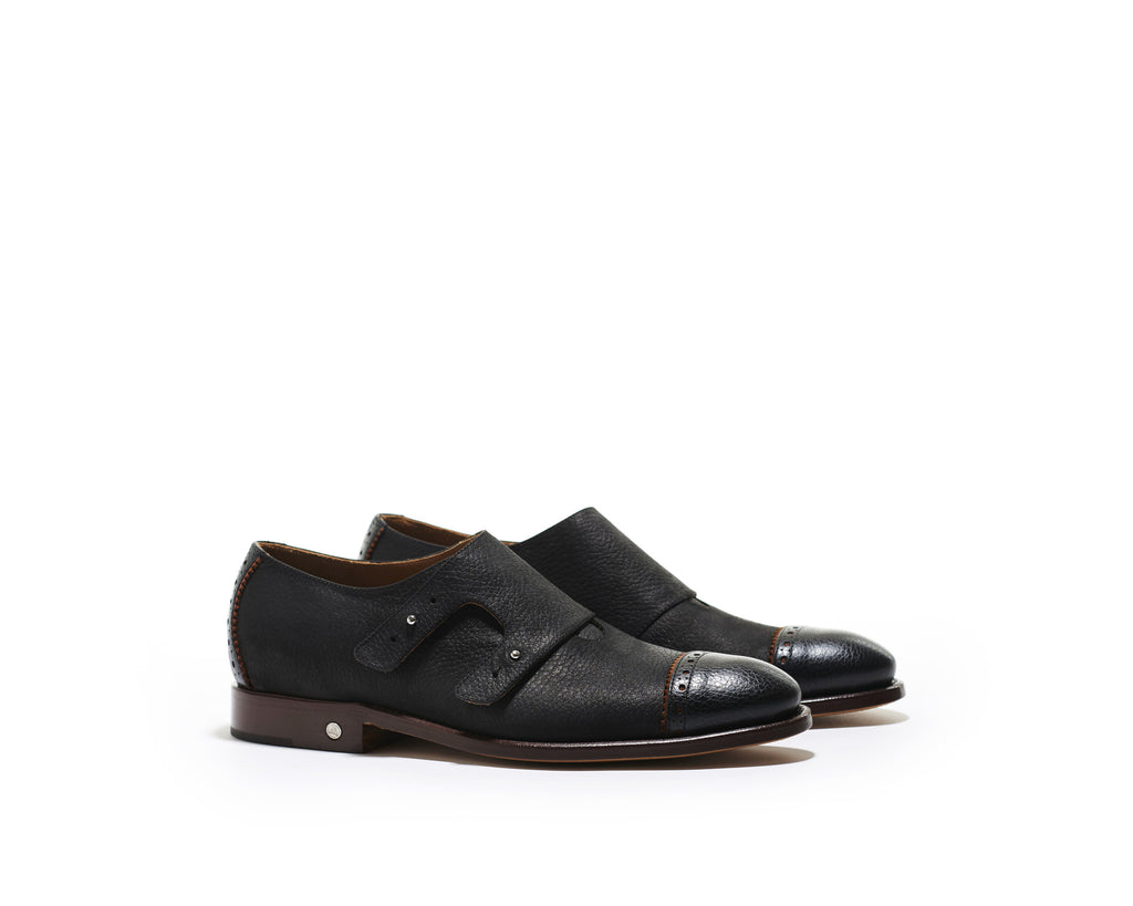 B1611019 - Double Monk men shoe (sporty nabuck) - Black
